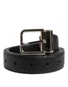 Dolce & Gabbana Black Calf Leather Classic Metal Buckle Belt In Black
