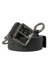 Dolce & Gabbana Black Calf Leather Silver Metal Buckle Belt In Black