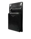 DOLCE & GABBANA BLACK CALF LEATHER ZIP LOGO SHOULDER NECK STRAP WALLET