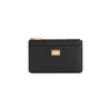 Dolce & Gabbana Zip-closure Calf Leather Wallet With Gold-tone Hardware In Black