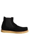 Dolce & Gabbana Black Calf Suede Slip On Ankle Boots Shoes In Purple