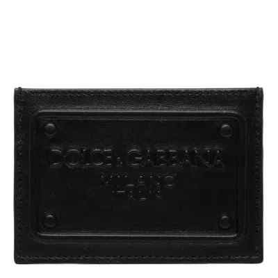 Dolce & Gabbana Black Calf Wallet In Purple