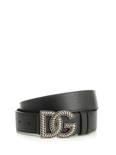 Dolce & Gabbana Black Calfskin Belt Belts Black