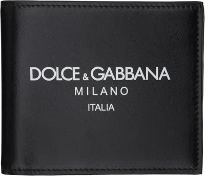 Dolce & Gabbana Black Calfskin Bifold Logo Wallet