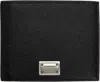 Dolce & Gabbana Black Textured Calf Leather Bi-fold Wallet In 80999 Nero