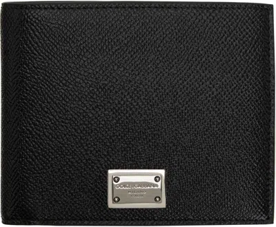 DOLCE & GABBANA BLACK CALFSKIN COIN POCKET WALLET