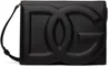 Dolce & Gabbana Black Calfskin 'dg' Logo Crossbody Bag In 80999 Black