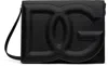 Dolce & Gabbana Black Calfskin 'dg' Logo Crossbody Bag In 80999 Nero