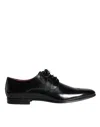 Dolce & Gabbana Black Calfskin Leather Derby Dress Men Men's Shoes In Black