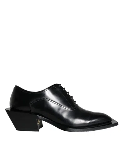 Pre-owned Dolce & Gabbana Black Calfskin Leather Derby Dress Men Men's Shoes ()