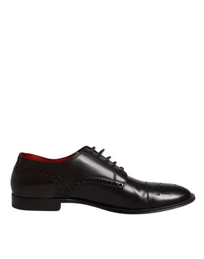 Pre-owned Dolce & Gabbana Black Calfskin Leather Derby Men Dress Men's Shoes ()
