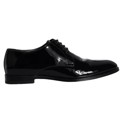 Pre-owned Dolce & Gabbana Black Calfskin Leather Derby Men Dress Men's Shoes ()