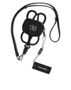 Dolce & Gabbana Black Calfskin Leather Dg Logo Coin Purse Lanyard Men's Wallet In Black