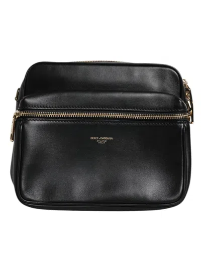 Pre-owned Dolce & Gabbana Black Calfskin Leather Gothic Messenger Men's Bag ()