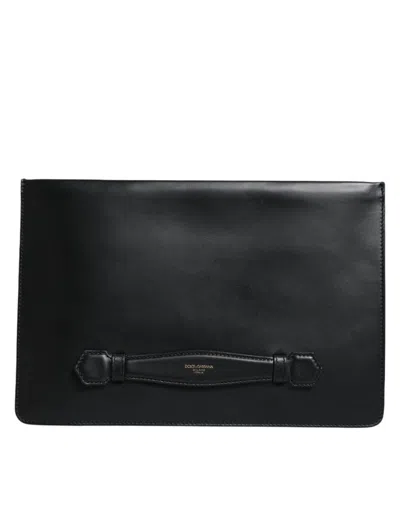 Pre-owned Dolce & Gabbana Black Calfskin Leather Mediterranean Pouch Women's Bag ()