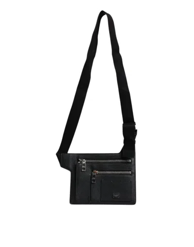 Pre-owned Dolce & Gabbana Black Calfskin Leather Messenger Crossbody Men's Bag ()