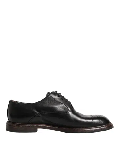 Dolce & Gabbana Black Calfskin Leather Oxford Dress Shoes