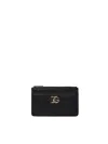 Dolce & Gabbana Black Calfskin Leather Zip Card Holder