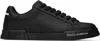 Dolce & Gabbana 'portofino' Black Low Top Sneakers With Logo Patch On The Tongue And Logo Lettering On The Side In 8b956