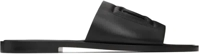 Dolce & Gabbana Black Calfskin Pool Slides In 80999