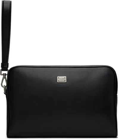 Dolce & Gabbana Black Calfskin Pouch In Nero