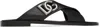 Dolce & Gabbana Black Sandals With Criss Cross Bands And Logo Detail In Leather Man In 80999