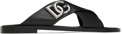 DOLCE & GABBANA BLACK CALFSKIN SANDALS