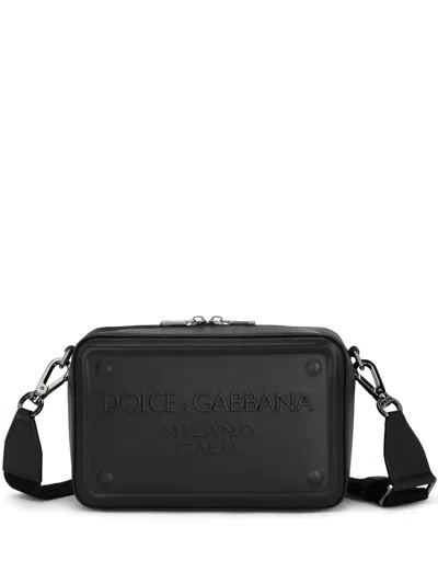 Dolce & Gabbana Black Calfskin Leather Shoulder Handbag For Men