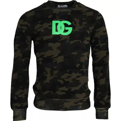 Pre-owned Dolce & Gabbana Black Camouflage Crew Neck Pullover Men's Sweater ()