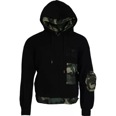 Pre-owned Dolce & Gabbana Black Camouflage Hooded Sweatshirt Men's Sweater ()