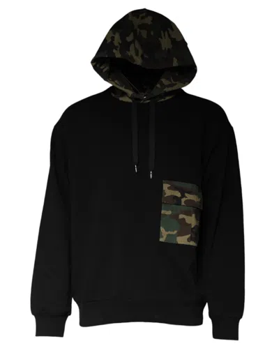 Pre-owned Dolce & Gabbana Black Camouflage Hooded Sweatshirt Men's Sweater ()