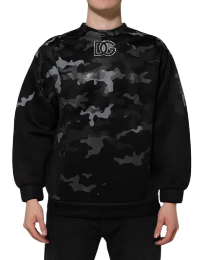Pre-owned Dolce & Gabbana Black Camouflage Pullover Sweatshirt Men's Sweater ()