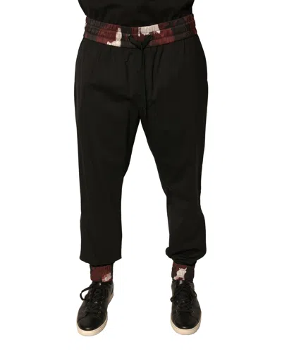 Dolce & Gabbana Black Camouflage Wool Jogger Sweatmen's Men's Pants