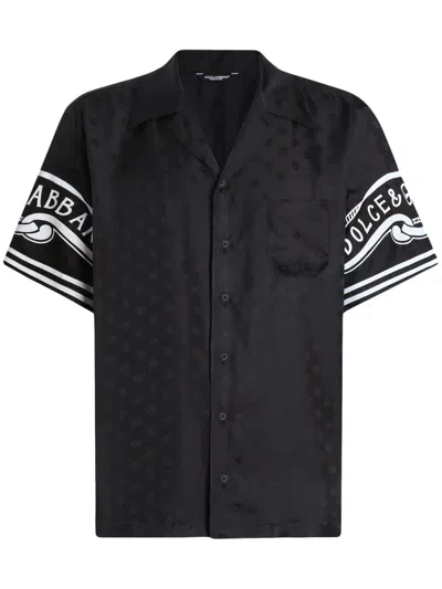 DOLCE & GABBANA DOLCE & GABBANA BLACK CAMP COLLAR BUTTON UP SHIRT