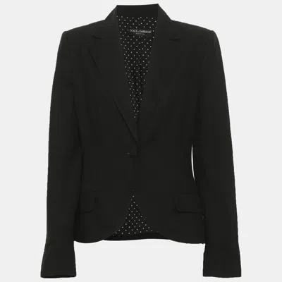 Pre-owned Dolce & Gabbana Black Canvas Blazer S