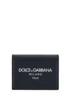 Dolce & Gabbana Black Wallet With Contrsting Print In Smooth Leather Man In Black