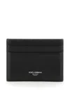 Dolce & Gabbana Black Card Holder With Logo On Front In Leather Man In Black