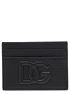 Dolce & Gabbana Small Zip-around Wallet In Calfskin With Raised Logo In Black