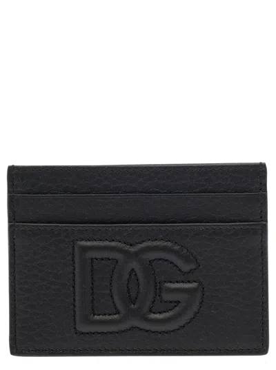 DOLCE & GABBANA DOLCE & GABBANA BLACK CARD-HOLDER WITH QUILTED LOGO IN LEATHER MAN