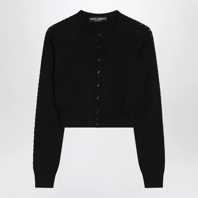 DOLCE & GABBANA DOLCE & GABBANA  BLACK CARDIGAN WITH PUNCHED DETAILS