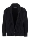 Dolce & Gabbana Black Cardigan With Wide Neckline On The Front In Virgin Wool Woman In Black