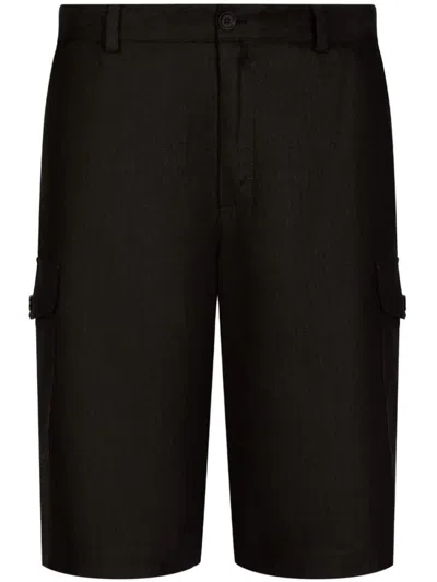 DOLCE & GABBANA BLACK CARGO BERMUDA SHORTS