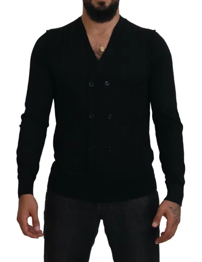 Dolce & Gabbana Black Cashmere Button Down Cardigan Men's Sweater