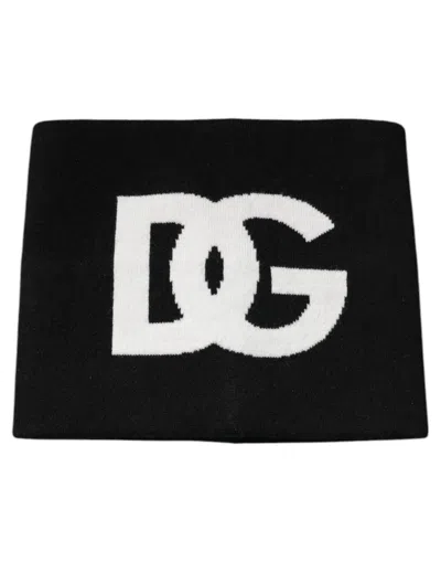 Dolce & Gabbana Black Cashmere Dg Logo Square Handkerchief Scarf
