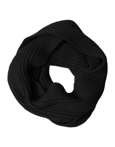Dolce & Gabbana Ribbed Knit Cashmere Scarf In Black