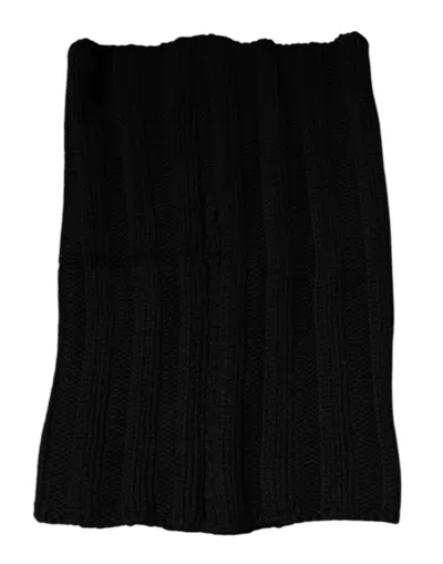 Dolce & Gabbana Black Cashmere Knitted Neck Warmer Foulard Men's Scarf
