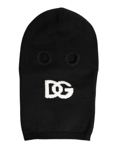 Dolce & Gabbana Black Cashmere Knitted Ski Mask Balaclava Women's Hat