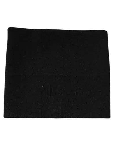 Dolce & Gabbana Black Cashmere Knitted Square Handkerchief Men's Scarf