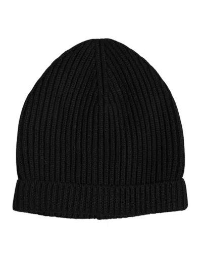 Dolce & Gabbana Black Cashmere Knitted Winter Beanie Men's Hat