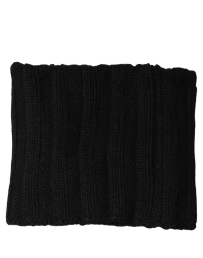 Dolce & Gabbana Black Cashmere Ribbed Knit Neck Warmer Women's Scarf